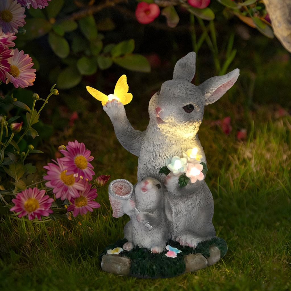 JYL TS/114,Resin Butterfly Rabbit Solar Outdoor Light for Garden Lawn Home Decor Villa Path Lamp