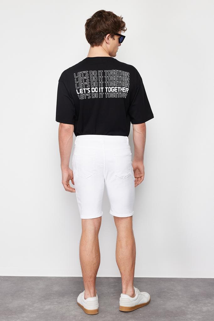 Men's Fashion New Shorts & Bermuda White Regular Fit Flexible Fabric Denim Jeans Shorts