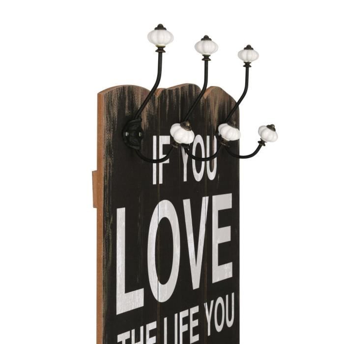 VidaXL Porte-manteau mural avec 6 crochets 120 x 40 cm LOVE LIVE