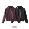 European & American Women's Autumn/Winter Street Fashion Lapel Long Sleeve Leather Jacket