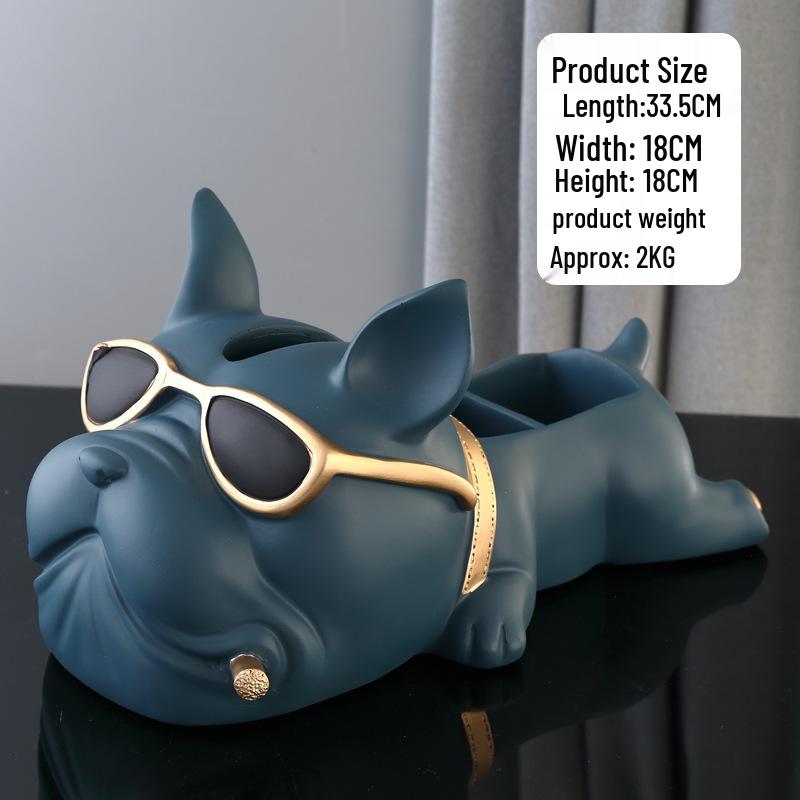 Nordic Bulldog Multifunctional Hand-Painted Tissue Box & Decorative Storage Ornament