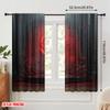 2pcs,2D Plane Printing Curtains&Window Treatment Gothic Style Crescent Black Rose Silver Ring Durable 100% Polyester Fabric