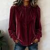 Women's Fashion Color Long Puff Sleeve Stand Collar Pullover Top for Everyday Wear