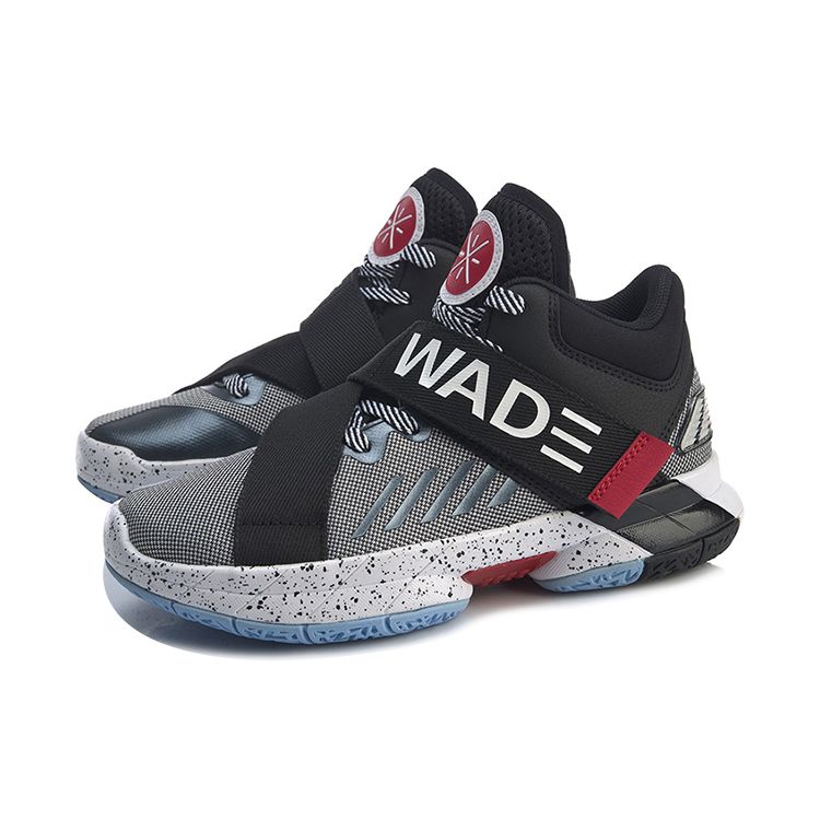 Li Ning Kids Wow Practical Anti-Slip Shock Absorbing Wear-Resistant Mid-Top Basketball Shoes Kids Basketball Shoes Gray Black YKBQ058-5