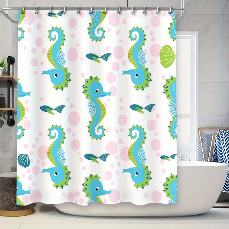 

Kids Sea Horse Shower Curtain Waterproof Home Decor Bathroom Decoration W60H190(CM)-1 Pcs