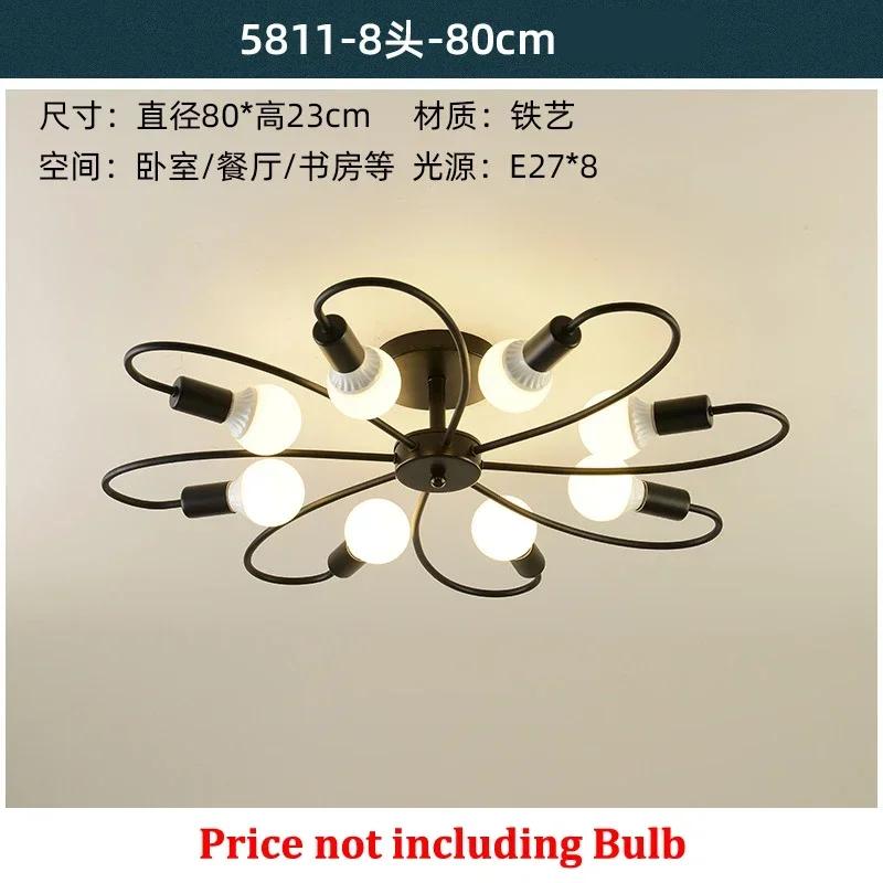 Vintage 3 5 8 Pipes Ceiling Lamp Retro Black Chandeliers Light Iron Loft Lustre Classic Living Dining Room Luminaire Home Decor