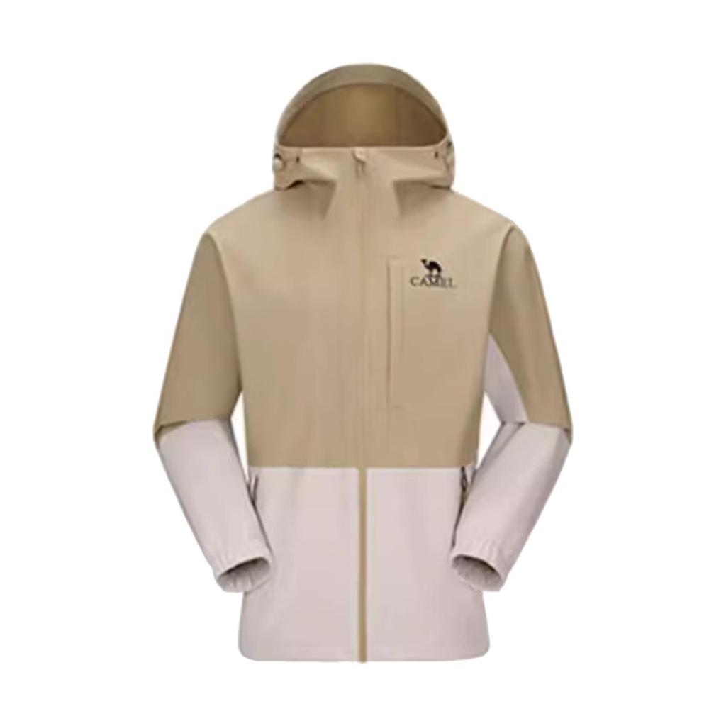 Camel (CAMEL) outdoor single-layer assault jacket for men and women, hard shell rainproof single flush travel jacket