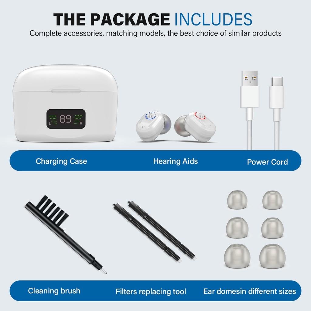 Wireless Rechargeable Hearing Aids LED Display Audiphone Children Adults Elderly Invisible Mini Sound Voice Amplifier