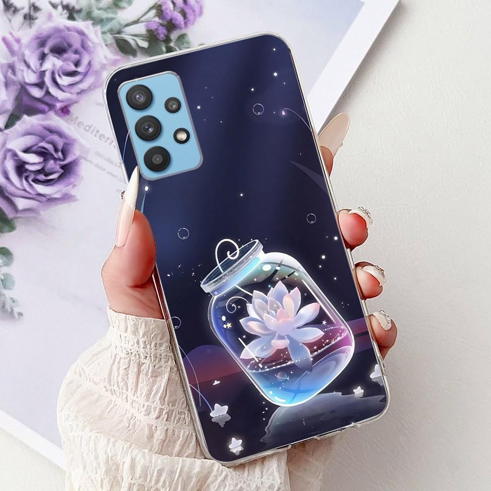 For Samsung A32 5G Case SM-A326B Clear Cute Cat Fashion Funny Painted Back Cover For Samsung Galaxy M32 5G Phone Case SM- M326B