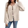 Women's Commuter Casual Loose Solid-coloured Jumper V-neck Autumn and Winter Cardigan with 2025 Autumn and Winter New