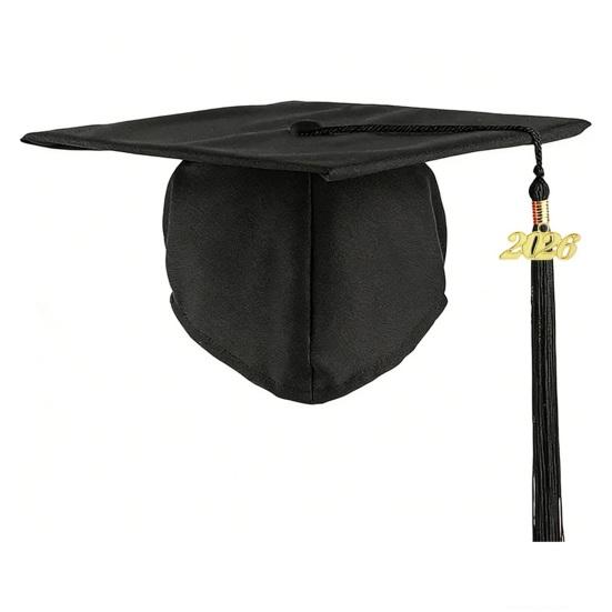 Studentmössa 2026 Examenshatt Slät Yta Fyrkantig Krona Design Examenshatt med Guldtofs Årsinredning