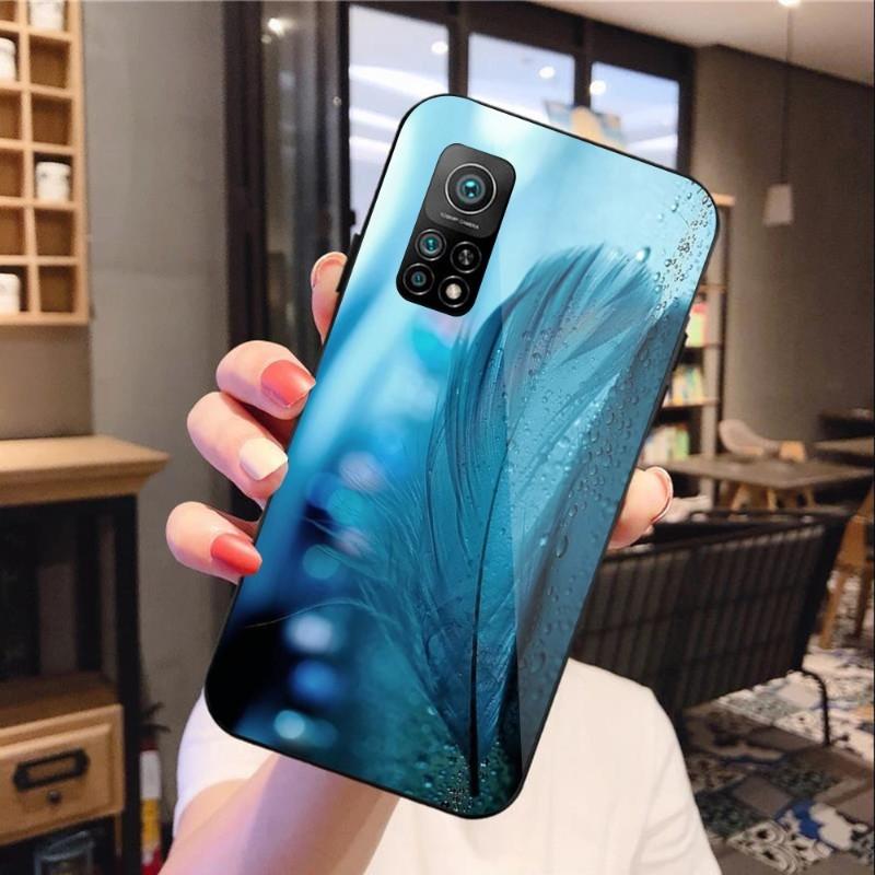 Magic Feather Phone Case For Xiaomi 12 11T 10 9 Redmi Note 11 10 10S Pro Redmi 9 9A 8 Black PC Glass Phone Cover