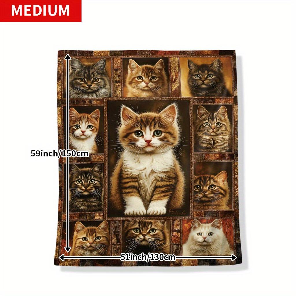 Katzenliebhaber Flanelldecke - Weiche Überwurfdecke für Nickerchen/Reisen, Süßes Katzenmotiv Geschenk, Gemütliche Heimdeko für Haustierbesitzer, Maschinenwaschbar