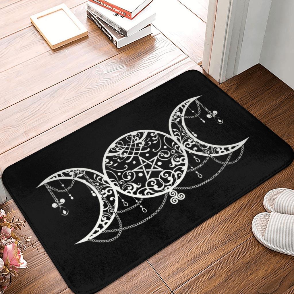 Triple Moon Goddess Doormat Mat Anti-Slip Pentagram Pagan Wiccan Kitchen Bath Balcony Rug Carpet 40*60cm
