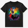 Buntes Farbspritzer-Kasuar-Kunst-Grafik-Unisex-T-Shirt