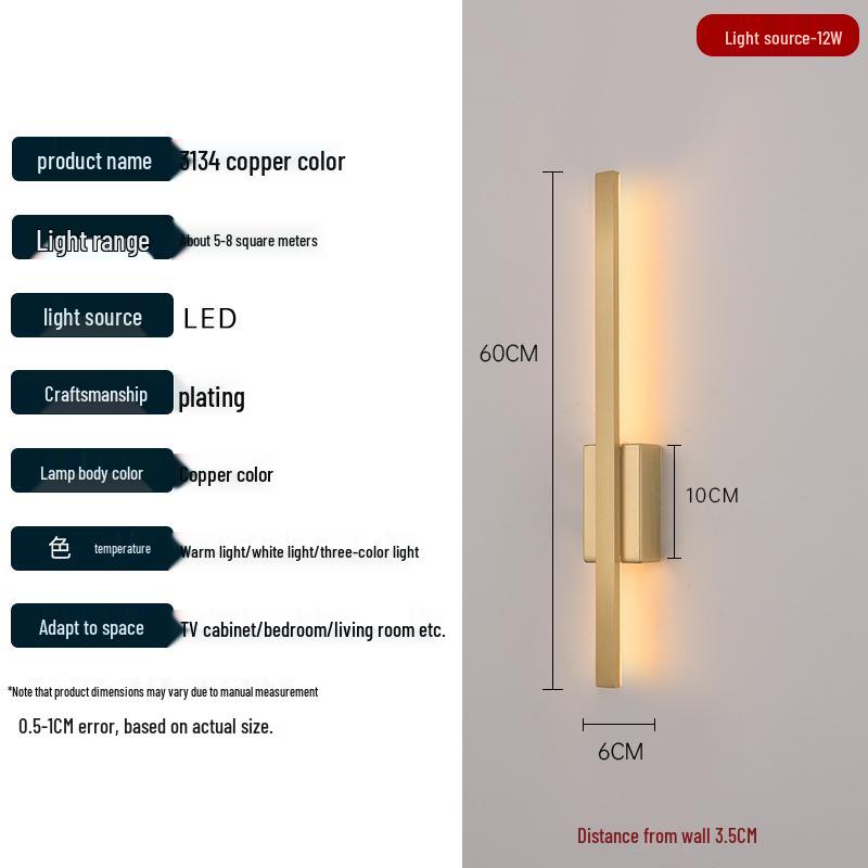 2025 Minimalist Long Strip Wall Lamp for Bedroom, Living Room, Staircase, or TV Background