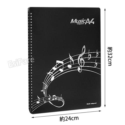 EsiFare A4 Size Music File, 2-Sided, 20 Sheets/40 Pages, with Writing Folder, Ring-Type, Anti-Reflective, Black Cover, Perfect for Organizing and Stor