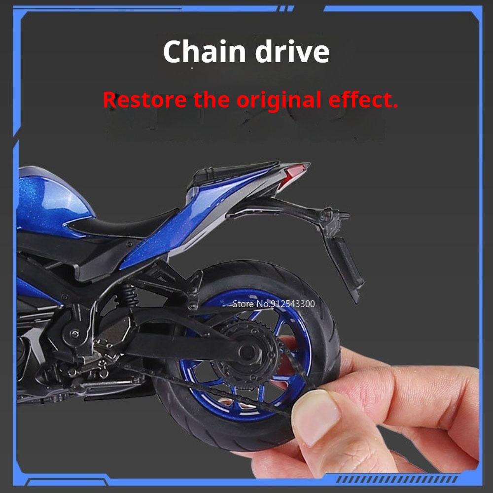 Scale 1:12 R3 V-REX Motorcycle Model Toy Car Metal Body Rubber Tires Linkage Steering Motor Models Children's Hobby Toys