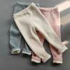 Pantaloni Fete Toamnă Iarnă Îngroșați Calzi Pantaloni din Fleece Pentru Fete Colanți Copii Bebeluși Elasticitate Subțiri Pantaloni cu Dungă