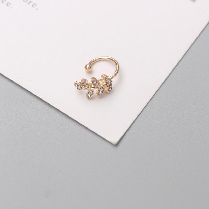New Crystal Leaf Women's Ear Cuff without Piercing Gold Metal Small Earrings for Girls Boho Earrings boucle oreille femme