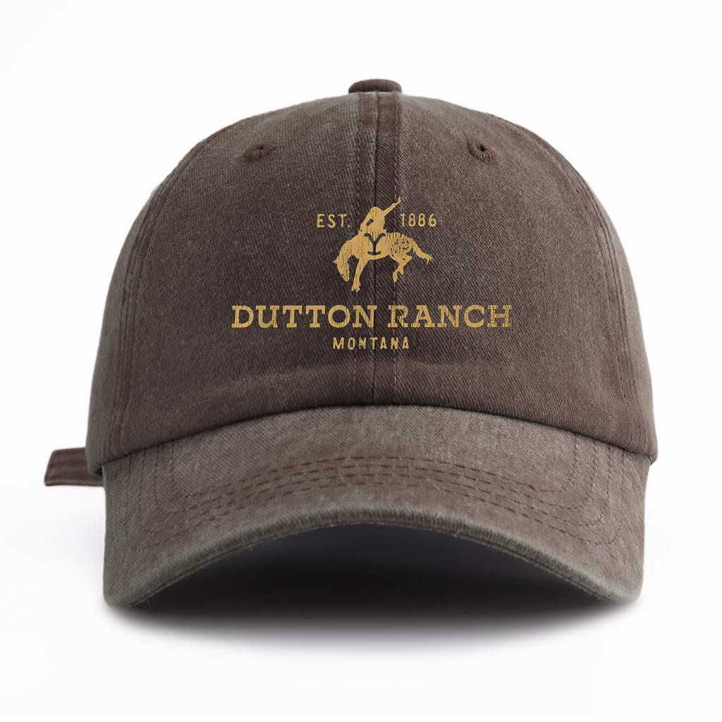 1pc Dutton Ranch Print Washed Baseball Cap for Adults, Minimalist Retro Style Casual Soft Adjustable Dad Hat, Perfect As Gift