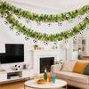 78.7" Soccer Tinsel Garland, Green And Gold Football Party Decoration with Soccer Cutouts for Event, Fan Cheering, Sports Birthday Party Supplies