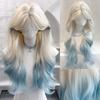 Halloween Platinum Blue Ombre Layered Wig Middle Part Lolita Cosplay Wigs  Daily Use