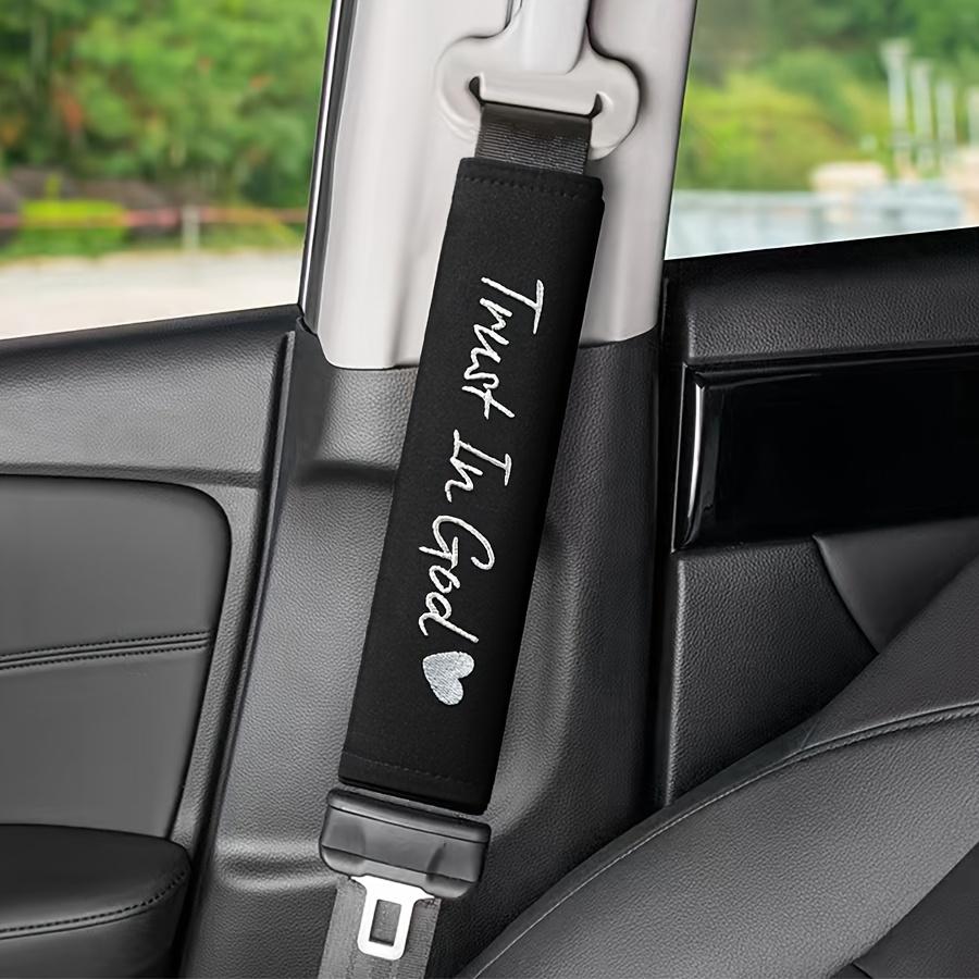2pcs Car Letter Embroidery Pattern Seat Belt Shoulder Pads, Seat Belt Protectors, Comfortable Textile Material