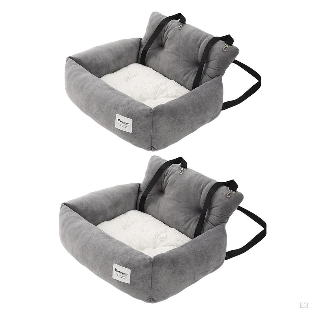 Cozy Pet Car Seat for Small Pets - Simple Setup, Plush Gray Fabric