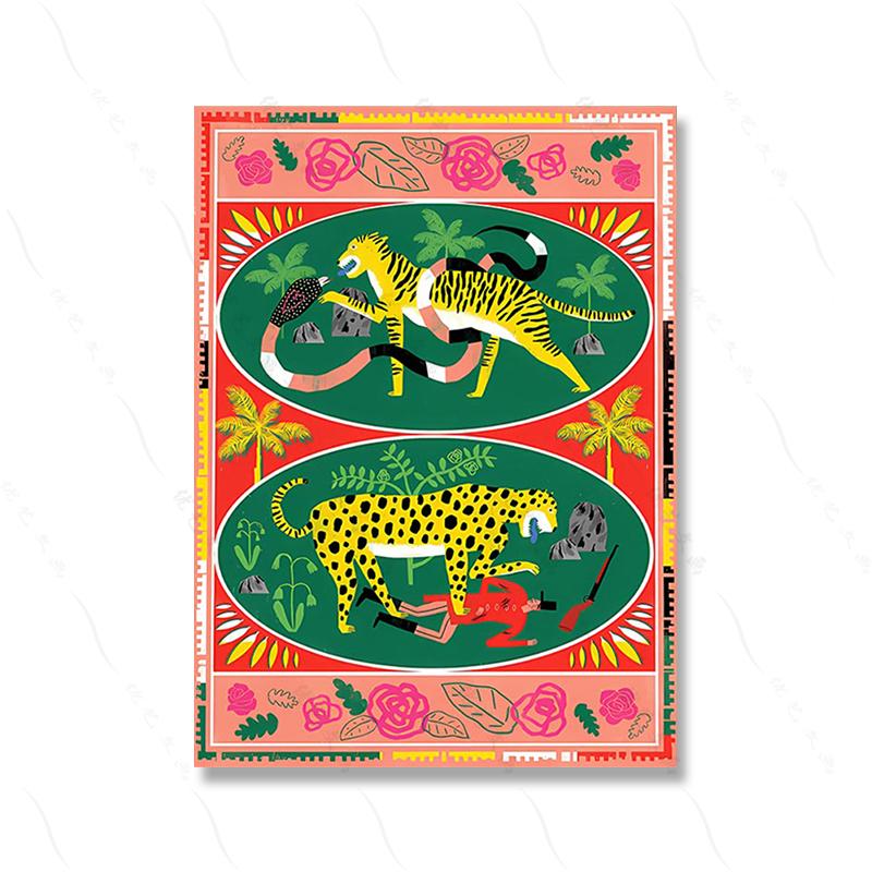 Colorful Abstract Poster Print Tiger Leopard Snake Tropical Jungle Wall Art Canvas Painting Wall Picture Living Room Decor Retro