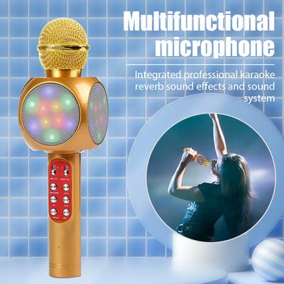 WS1816 trådløs karaokemikrofon Bluetooth håndholdt bærbar høyttaler KTV-spiller med dansende LED-lys for barn som synger