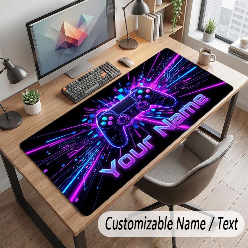 Game Controller Theme Customized Mouse Pad Personalized Print Name Text Desk Mat For Home Office Table Decor