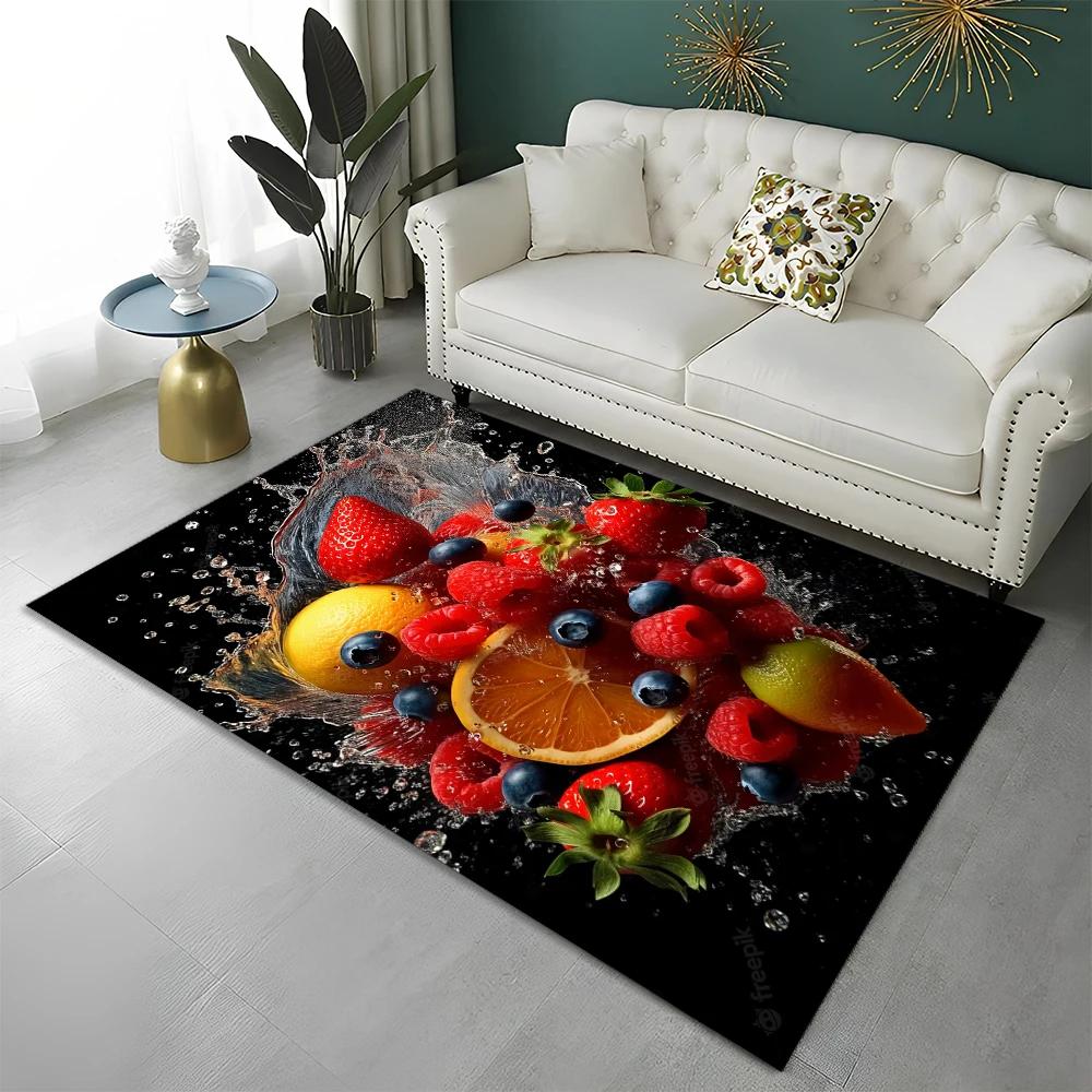 3D Cute Fruit Cartoon HD Carpet Rug for Home Living Room Bedroom Sofa Kitchen Doormat Decor,Child Area Rug Non-slip Floor Mat