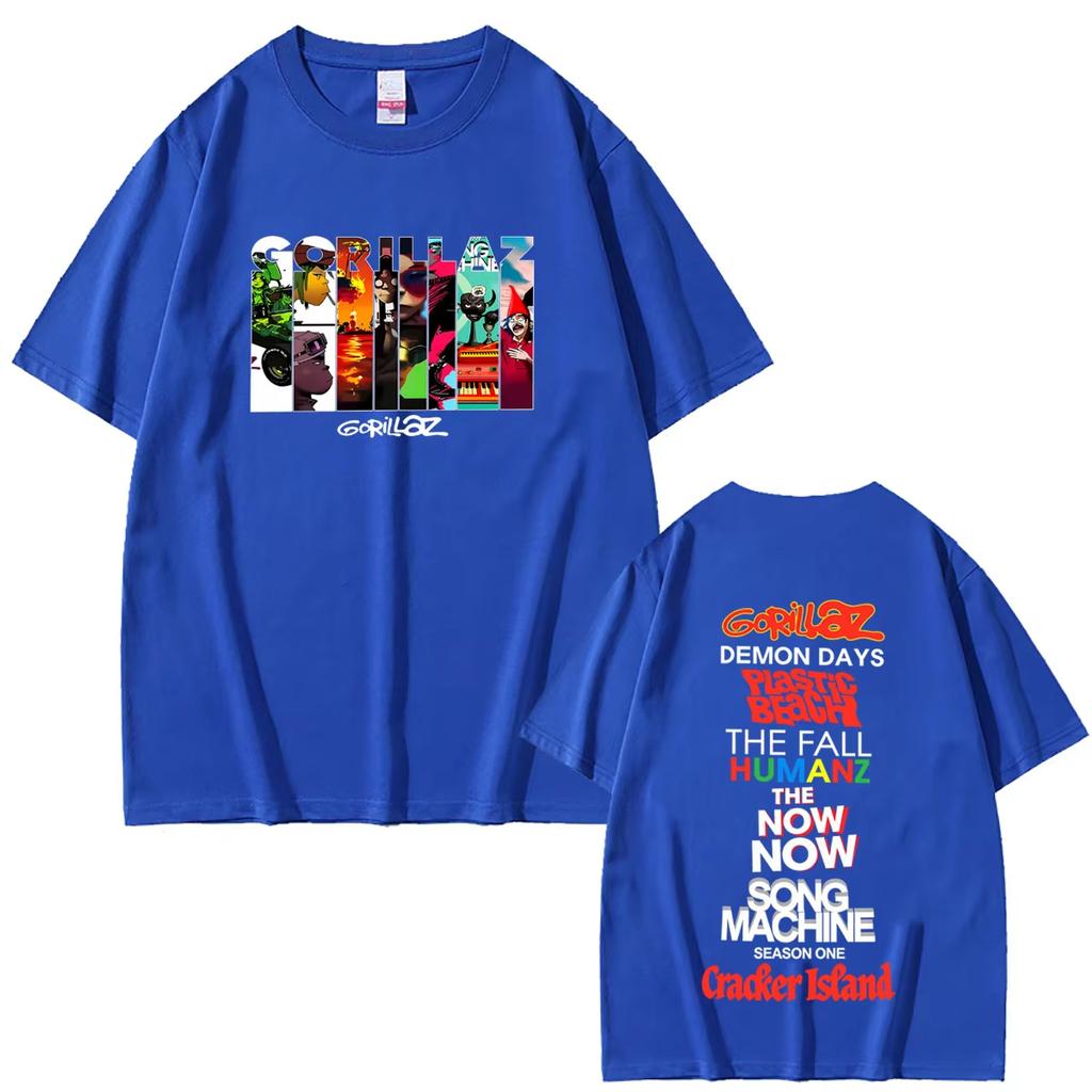 Summer New Hot Sale Rock Band Gorillaz Music Album Cover T-shirt Y2K Men Women Vintage Hip Hop Streetwear T-shirt Breathable and Comfortable Clothes