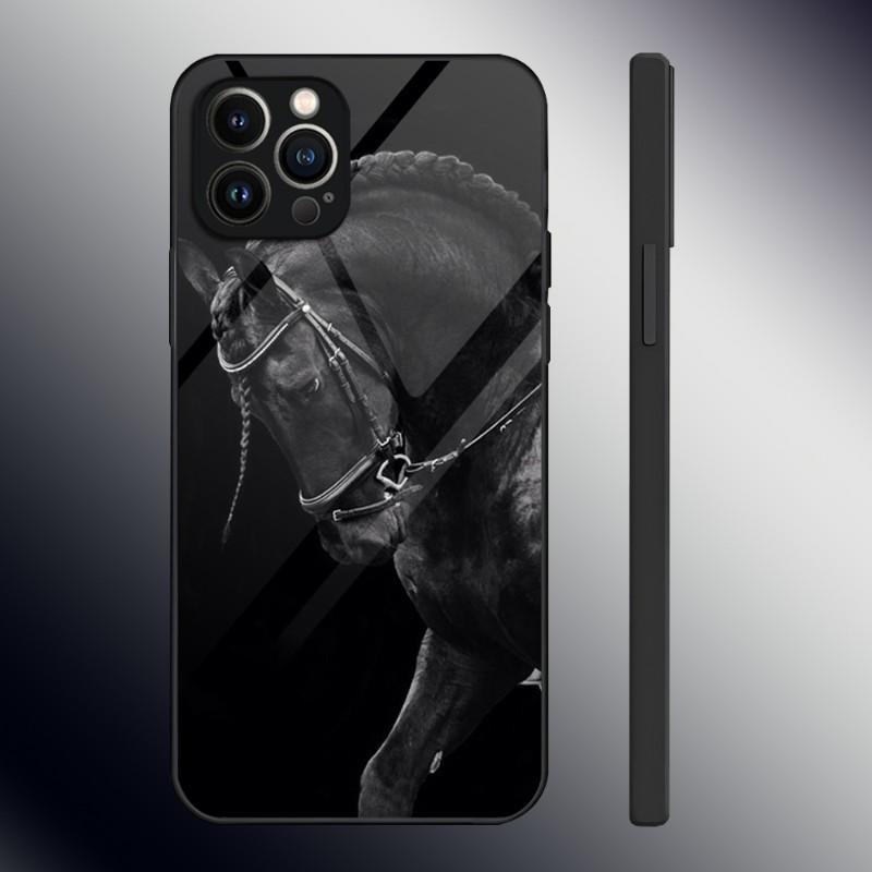 Domineering Cool Horse Phone Case Tempered Glass For IPhone 13 12 11 14 Pro Max Mini X XR XS 8 7 6s Plus SE 2020 Cover