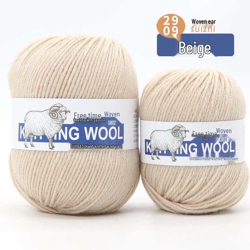 Wool Yarn Hand-Knitted Sweater Scarf Hat - Pure Color Four-Strand Yarn Ball
