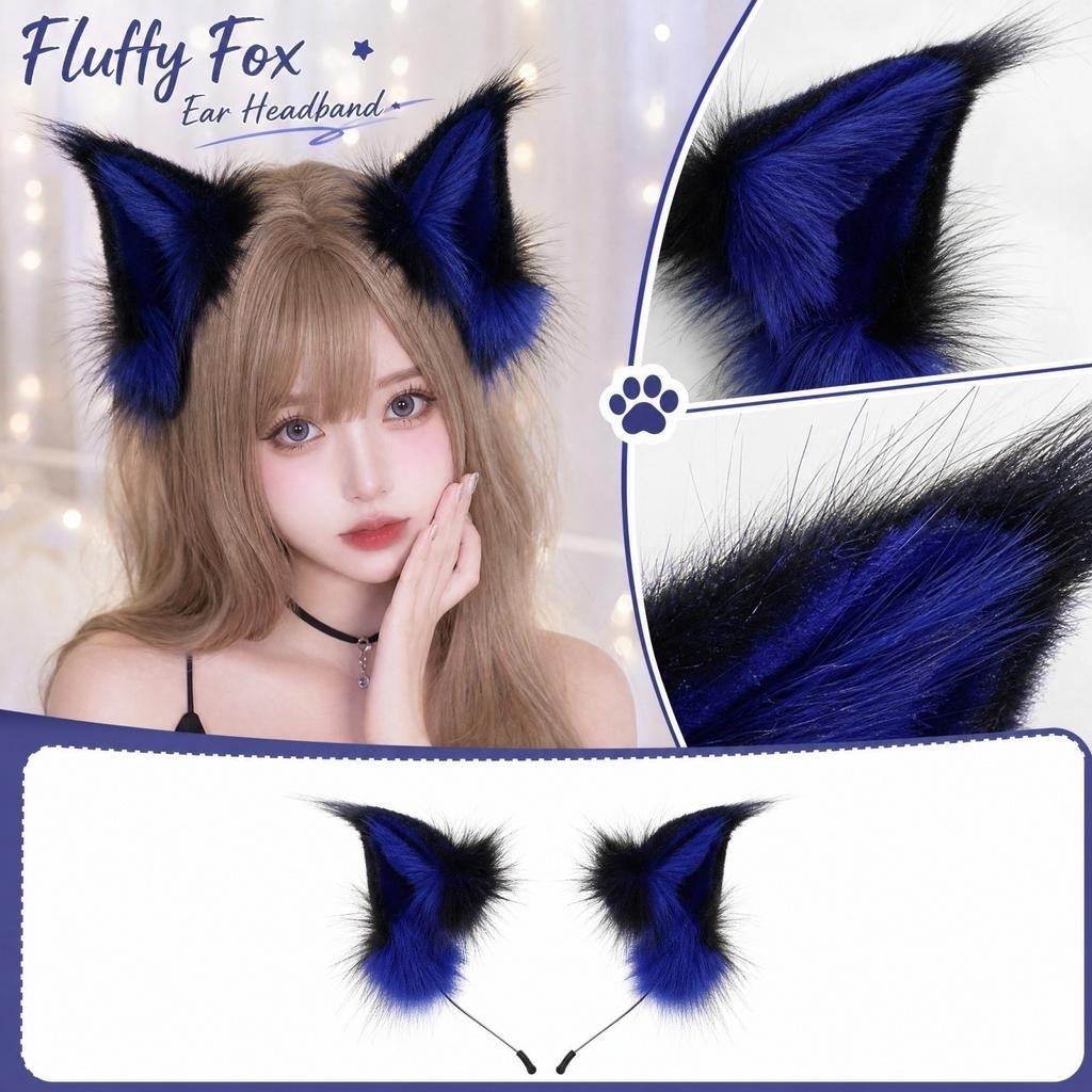 Adjustable Ears Headband - Plush Furry Costume Hair Accessory for Halloween Party Role Play