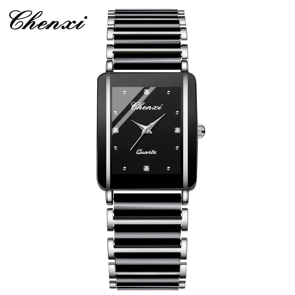 CHENXI Morning Light Ceramic Couple's Quartz Watch - Fashionable Square Design