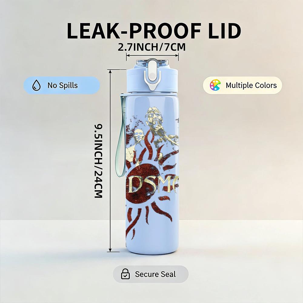 1PC Sun Tribal Boho Retro Text Graphic Print 750ml Portable Sports Water Bottle Leakproof Gym Outdoor Travel Drink Cup