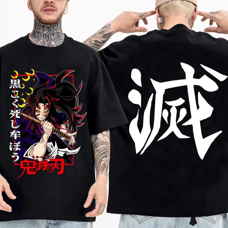 Japanese Anime Shirt Demon Slayer Infinity Castle T Shirt Men Cartoon Kimetsu No Yaiba High Quality Cotton Streetwear Clothes