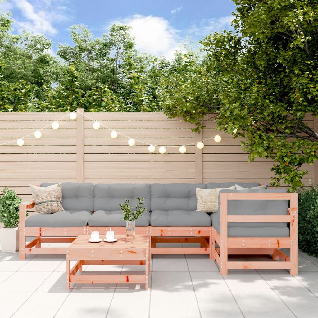 6 Piece Garden Lounge Set with Cushions Solid Douglas Fir Wood