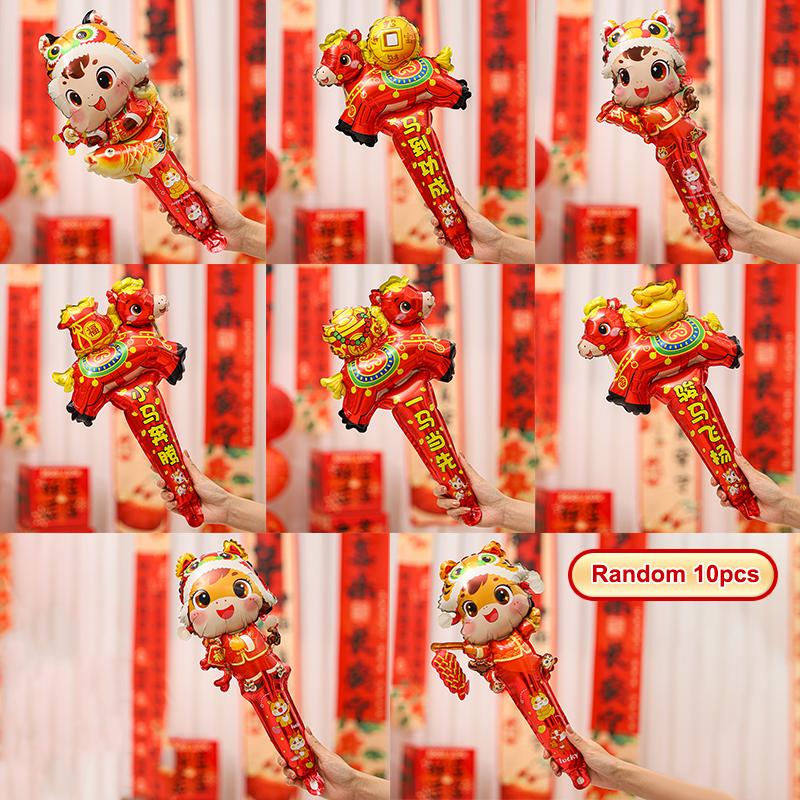 10Pcs 2026 Year Of The Horse Balloon Hair Cards Headwear New Year Party Hair Accessories Cross Year Celebration Decor Supplies