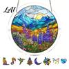 Irregular Puzzle Piece Suncatcher Acrylic Jigsaw Kit Stained Glass Style DIY Window No Glue Hanging Ornament for Home Decor Gift Women Men