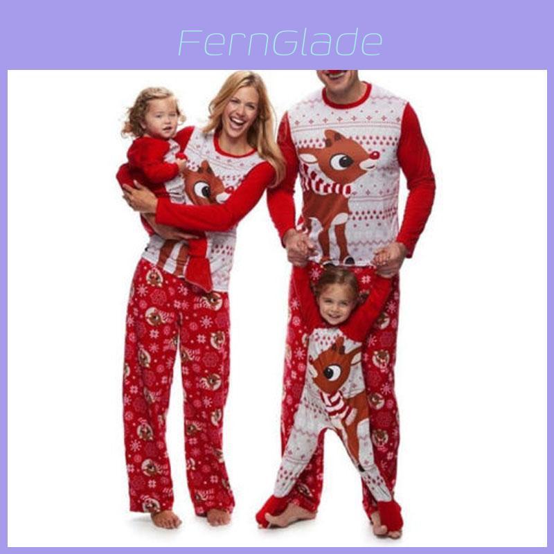 Luxurious Christmas Family Matching Clothes With Adorable Fox Design And Unisex Pajamas Set