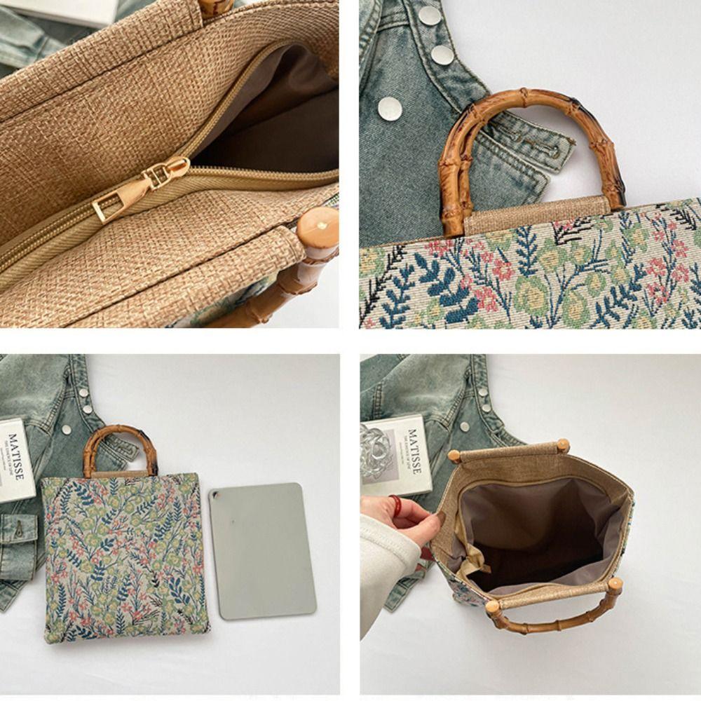 Sweet Cloth Jacquard Tote Bag Floral Flower Print Canvas Handbag Retro Chinese Style Hanfu Underarm Bag Cheongsam Accessories