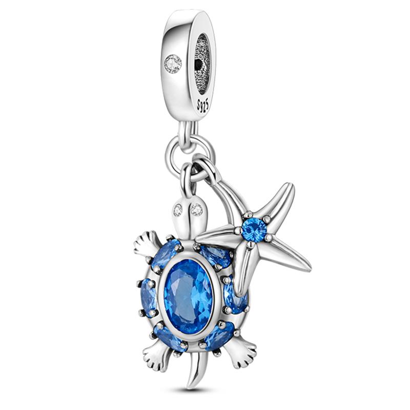 Fashion 925 Silver Summer Ocean World Series Sea Turtle Starfish Crab Octopus Charms Beads Fit 925 Bracelet DIY Jewelry
