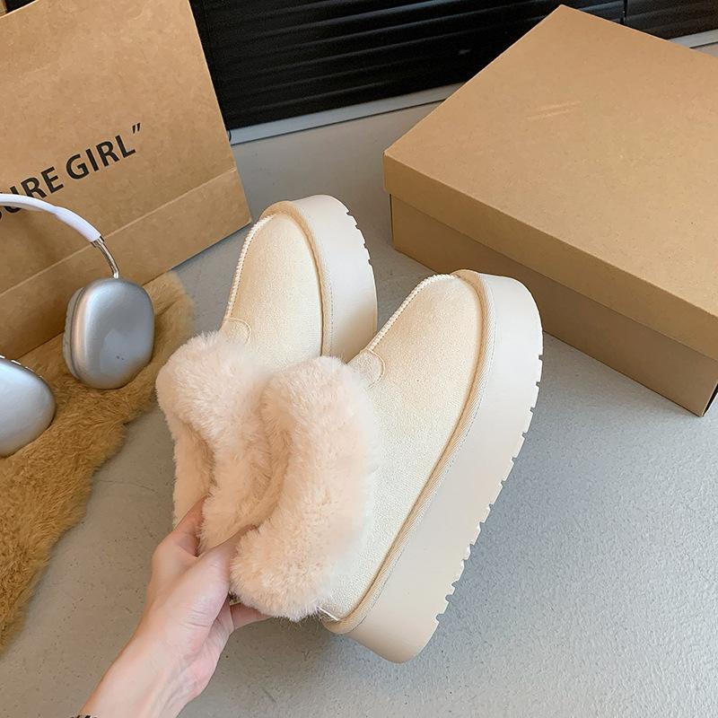White Thick-soled Warm Snow Boots Women's Shoes, Piled and Thickened Non-slip Snow Boots In Autumn and Winter
