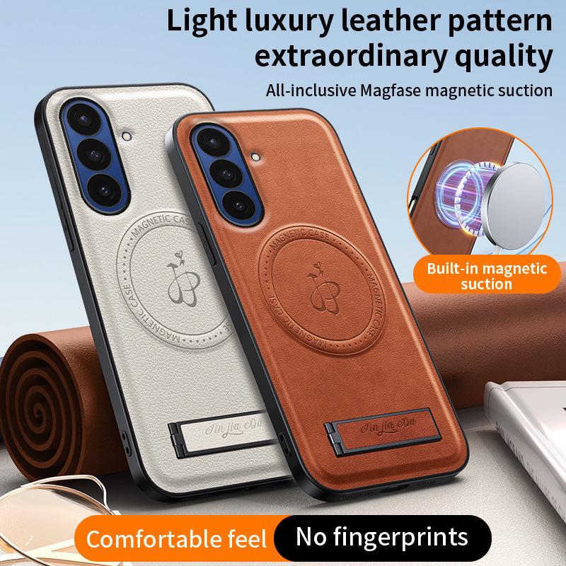 Samsung Z Fold7 Magnetic Leather Case: Anti-Drop, Invisible Stand