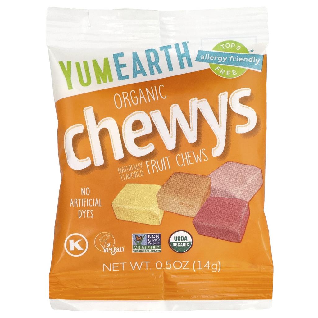 YumEarth, Organic Chewys™, Fruit Chews, 15 Snack Packs, 0.5 oz (14 g) Each