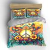Bohemian Peace Symbol Art Set Multiple Sizes Kid'S And Adults' Bedroom Exquisite 3Pc Bedding Set, Gift